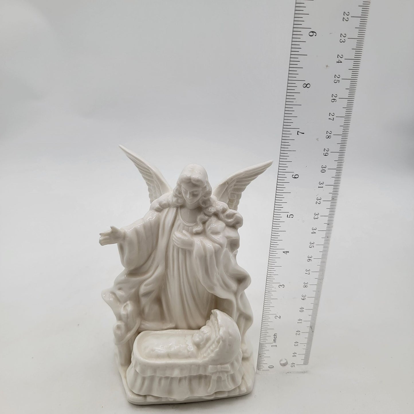 Lefton Porcelain Guardian Angel & Baby Jesus Figurine Nightlight