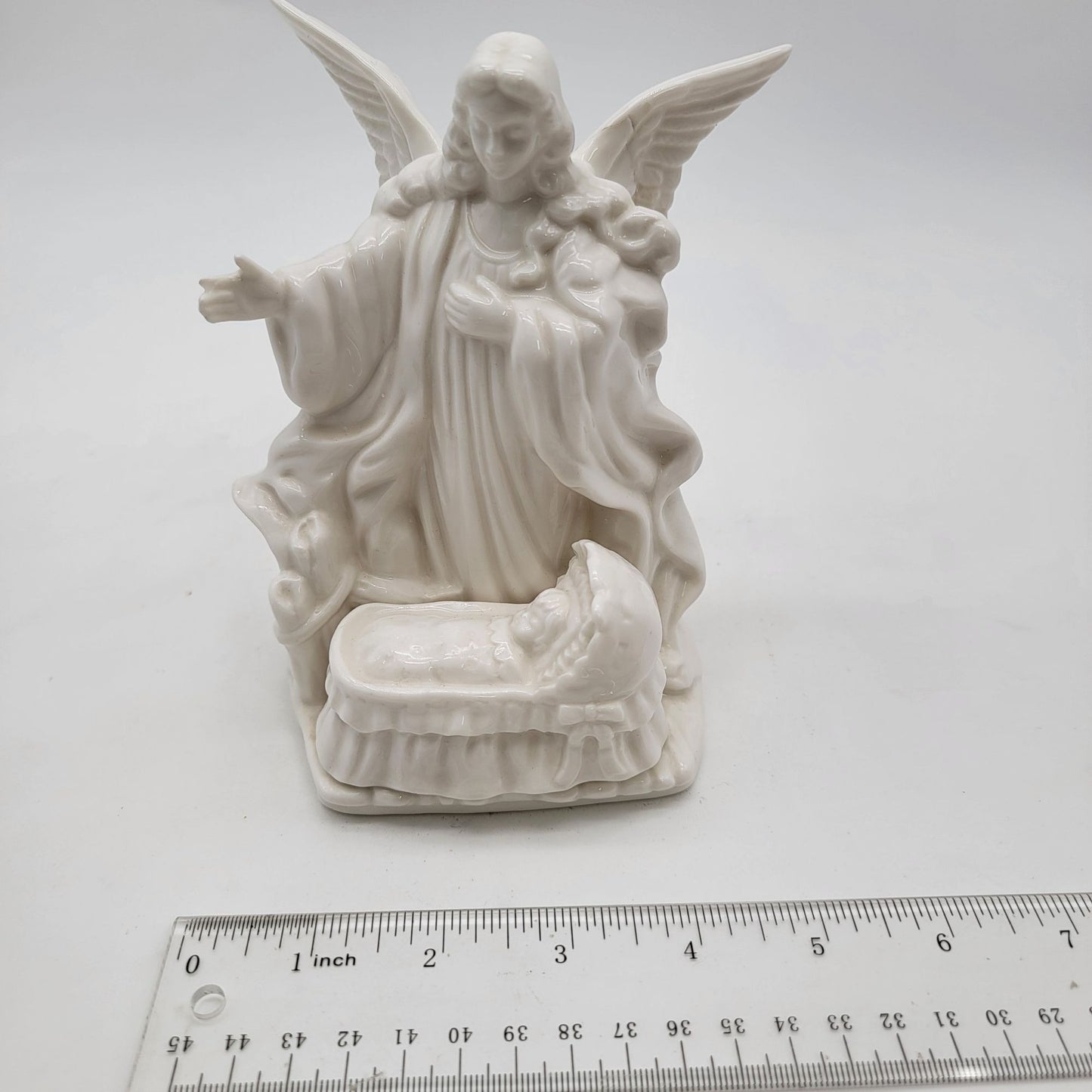 Lefton Porcelain Guardian Angel & Baby Jesus Figurine Nightlight