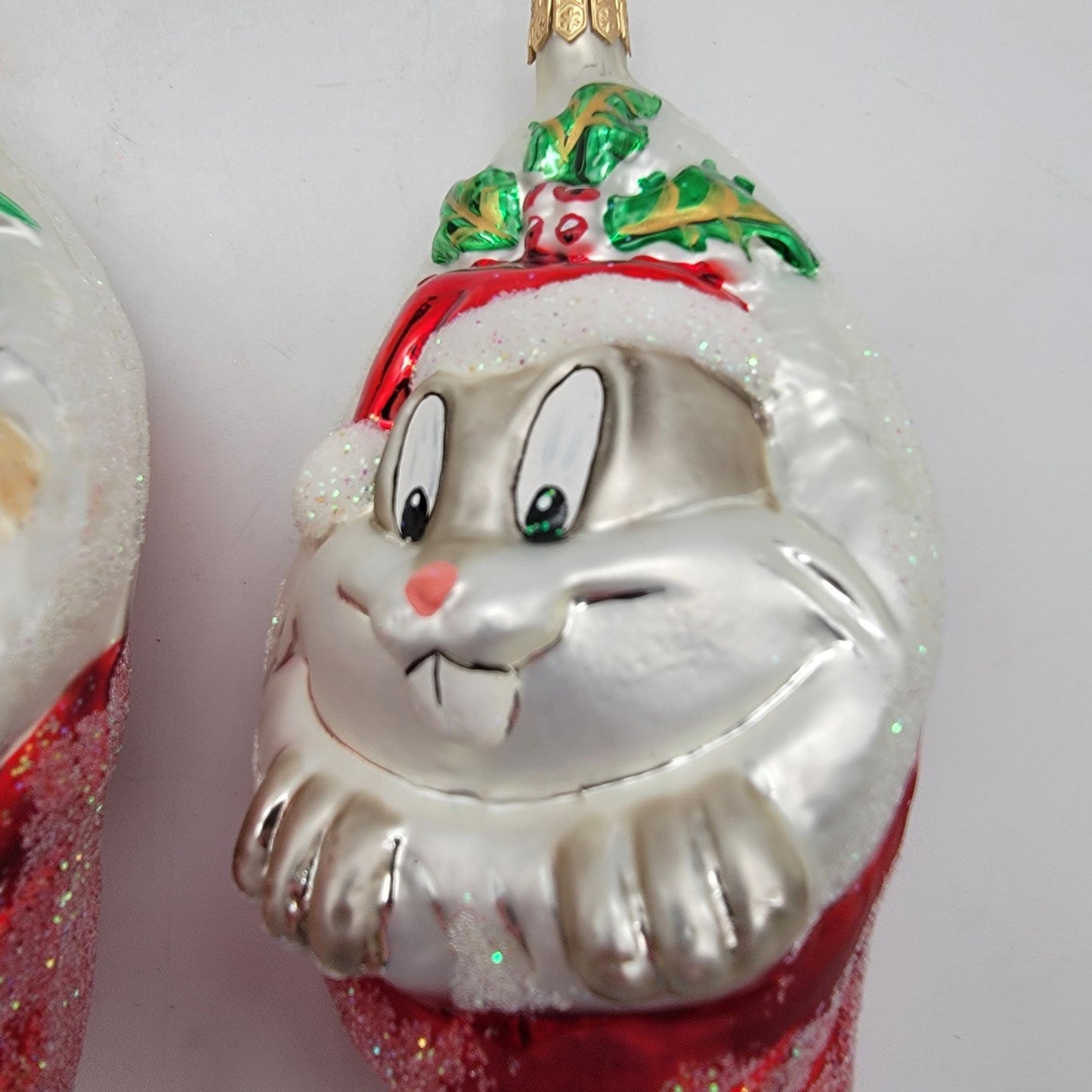 1996 Christopher Radko Looney Tunes Taz & Bugs Bunny Glass Ornaments