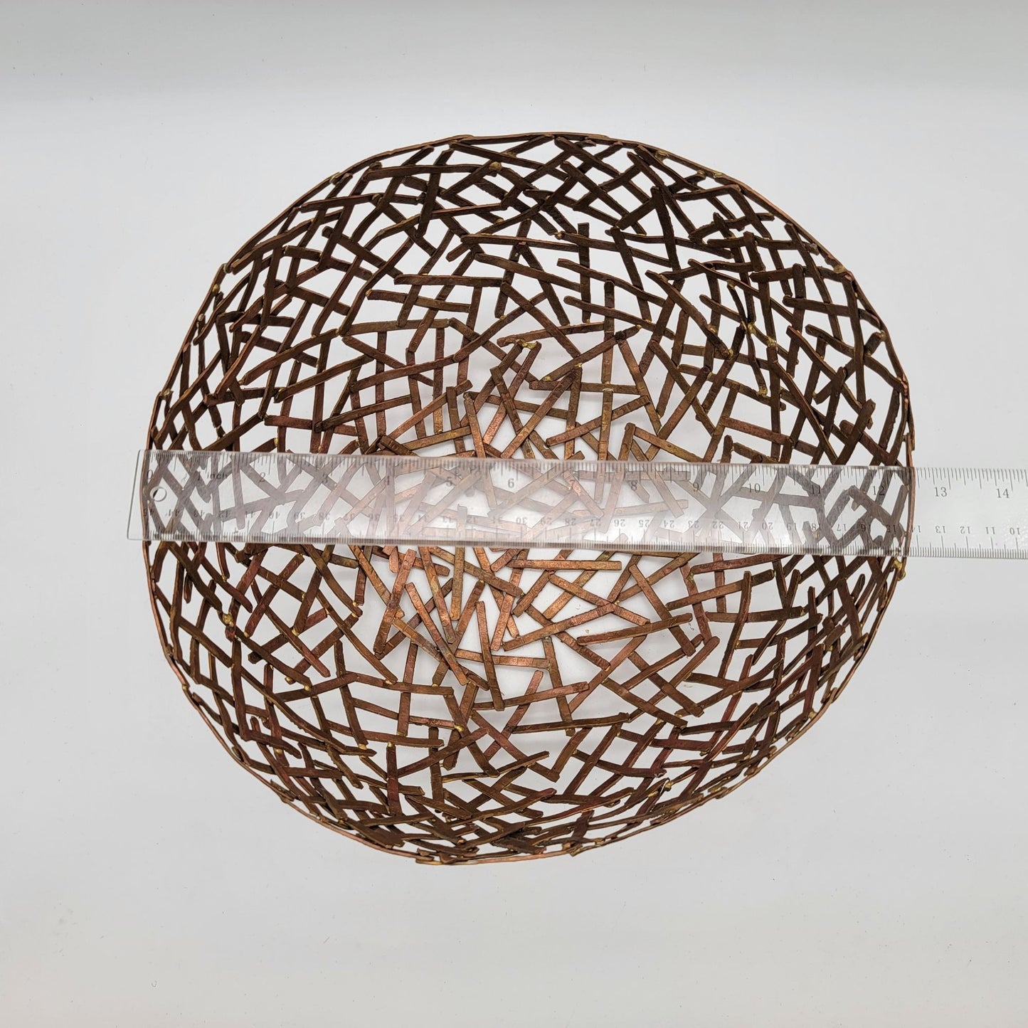 Set Of 3 Mid Century Brutalist Copper and Brass Birds Nest Bowl After Paul Evans