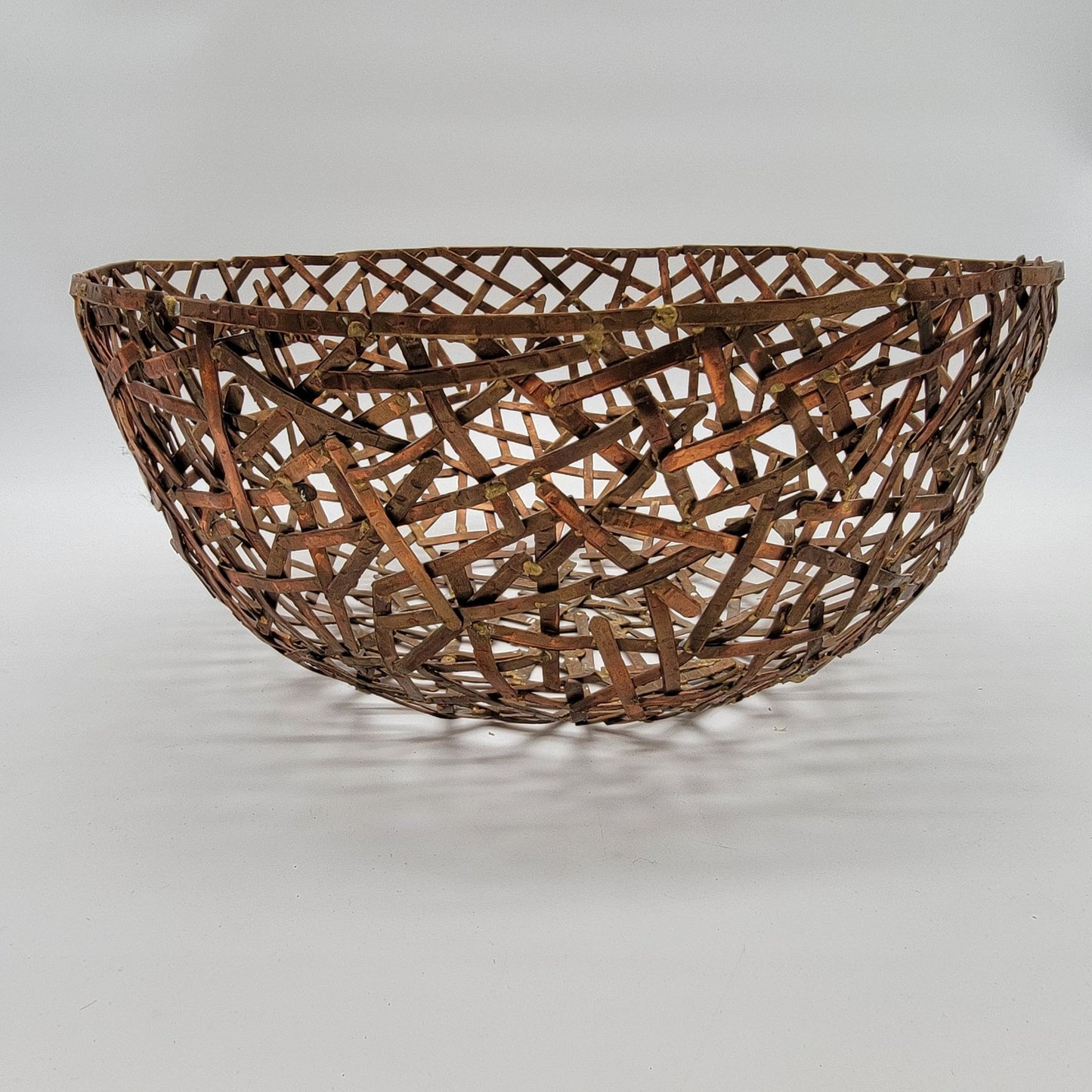 Set Of 3 Mid Century Brutalist Copper and Brass Birds Nest Bowl After Paul Evans