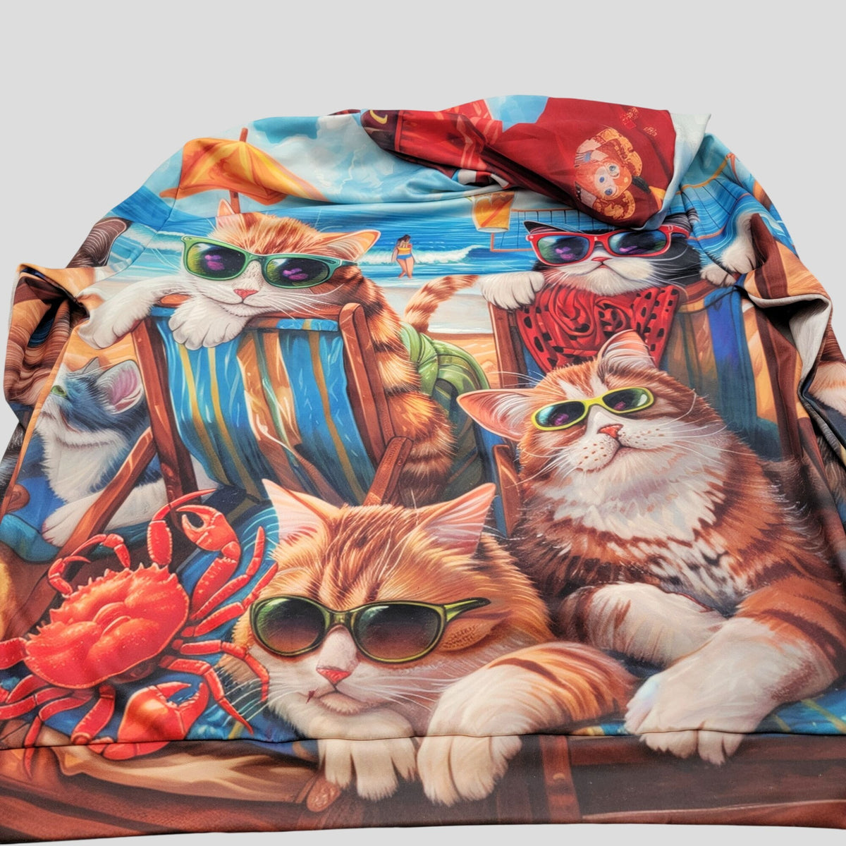 Cats On The Beach All-Over Print Pullover Hoodie 3XL
