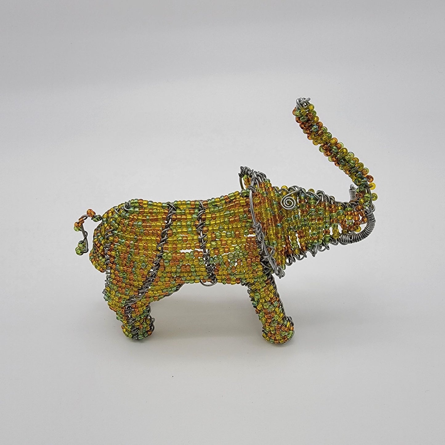 Handcrafted African Beaded Wire Elephant Sculpture