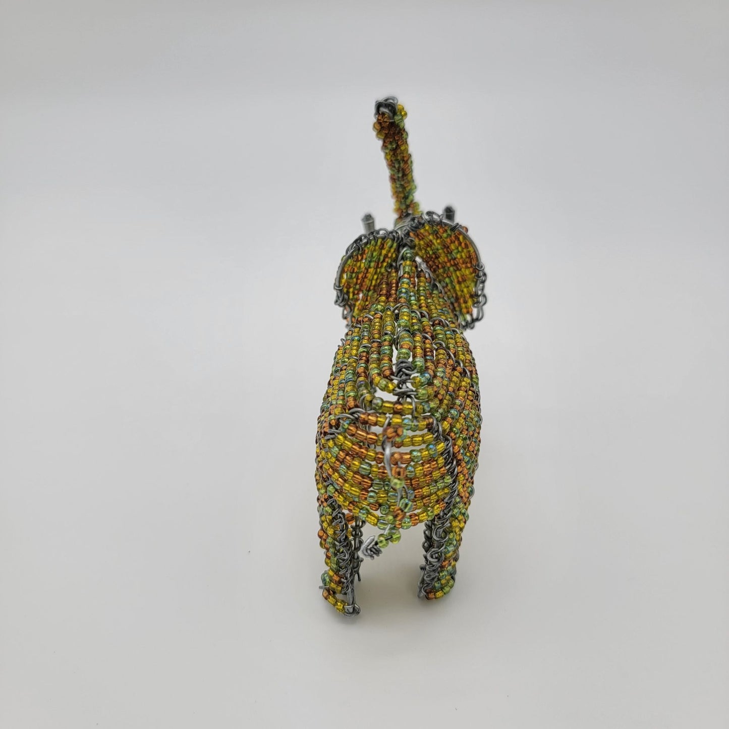 Handcrafted African Beaded Wire Elephant Sculpture