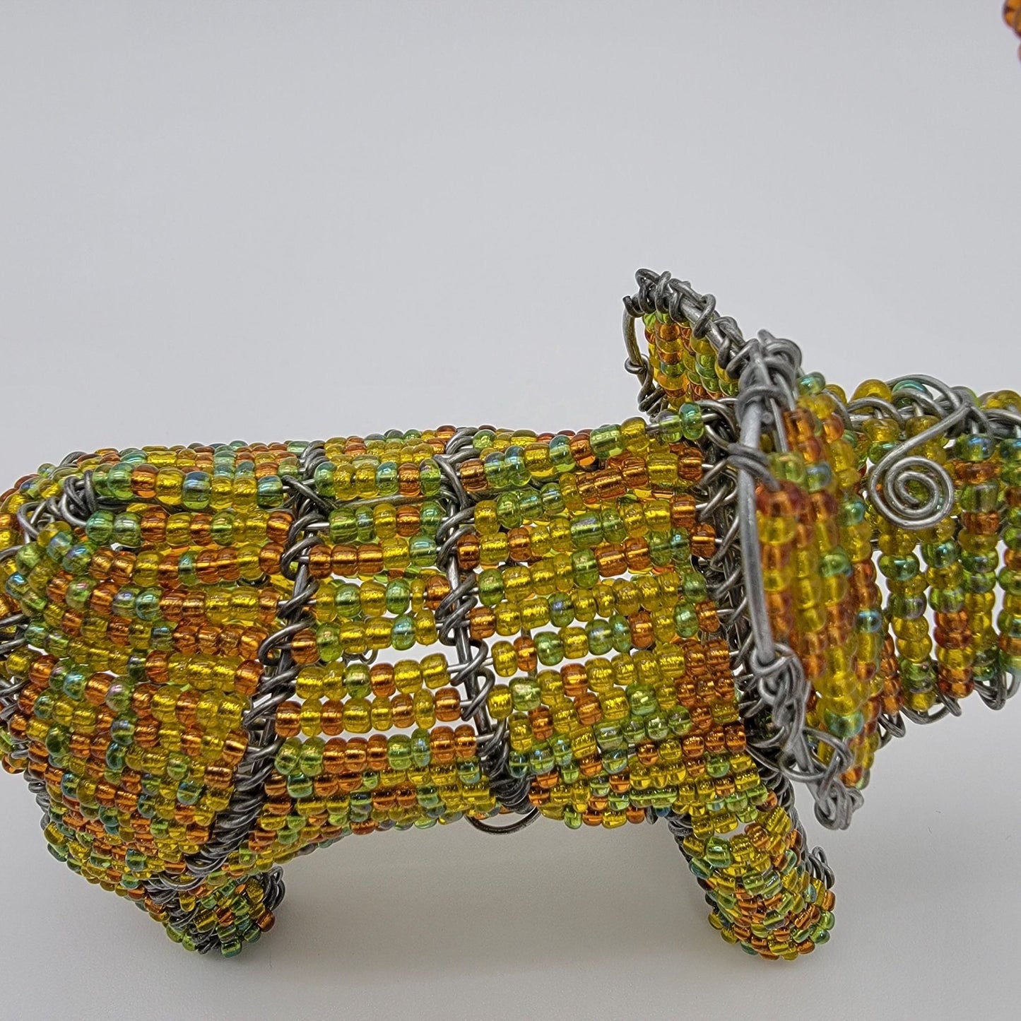 Handcrafted African Beaded Wire Elephant Sculpture