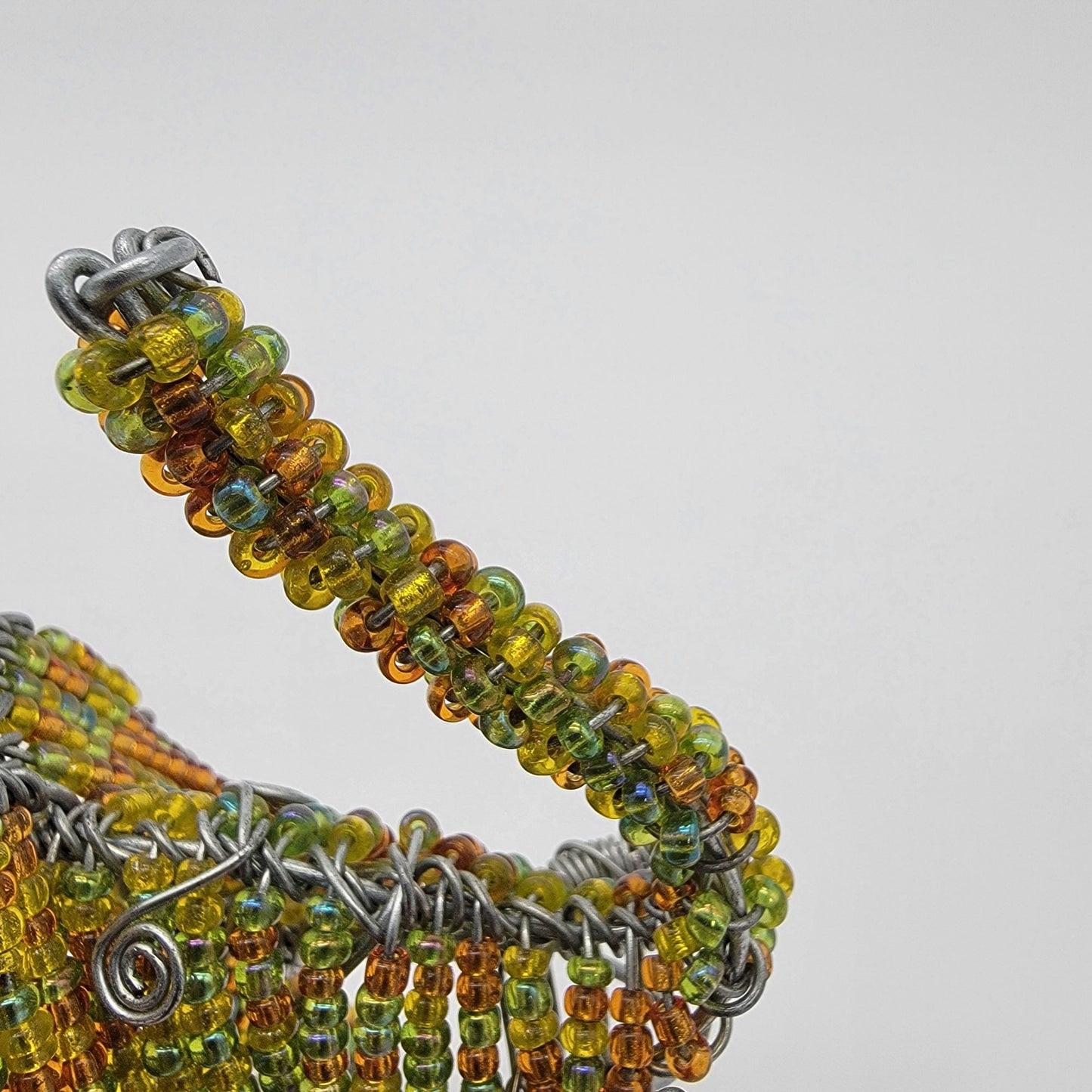 Handcrafted African Beaded Wire Elephant Sculpture