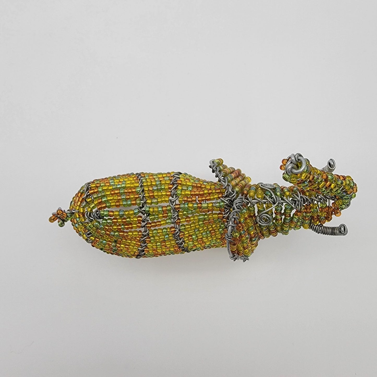 Handcrafted African Beaded Wire Elephant Sculpture