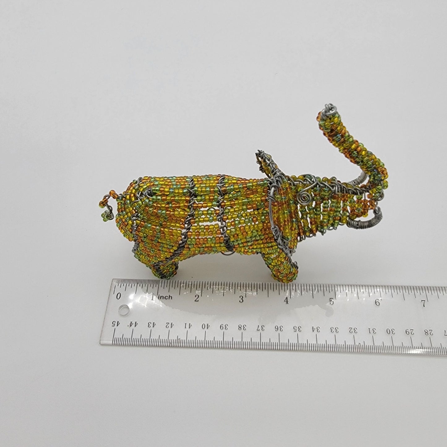 Handcrafted African Beaded Wire Elephant Sculpture
