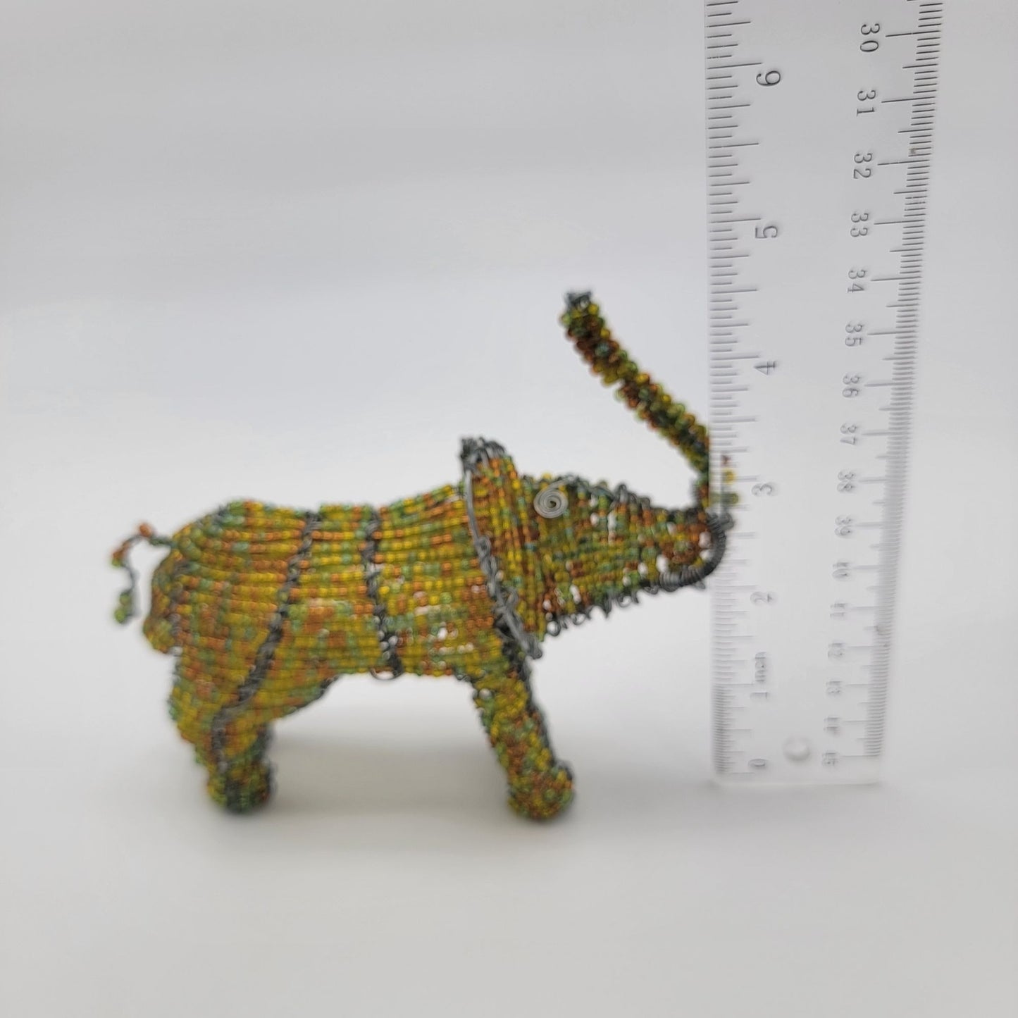 Handcrafted African Beaded Wire Elephant Sculpture