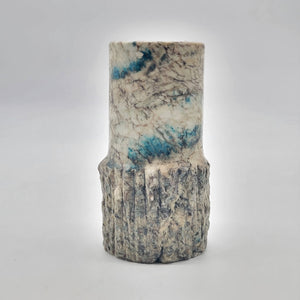 1970s Italian Blue Alabaster Brutalist Carved Candle Holder