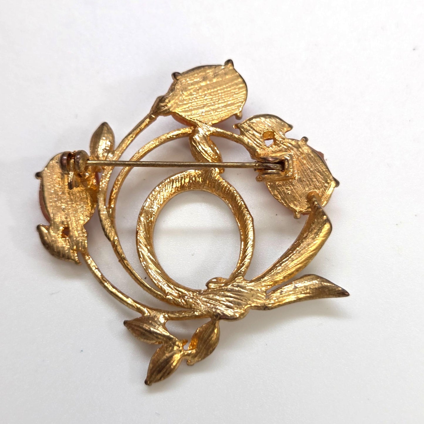 Vintage Lucite Glitter & Rhinestone Floral Brooch