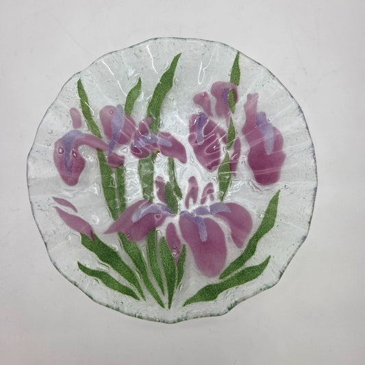 Sydenstricker Fused Glass Purple Iris Bowl