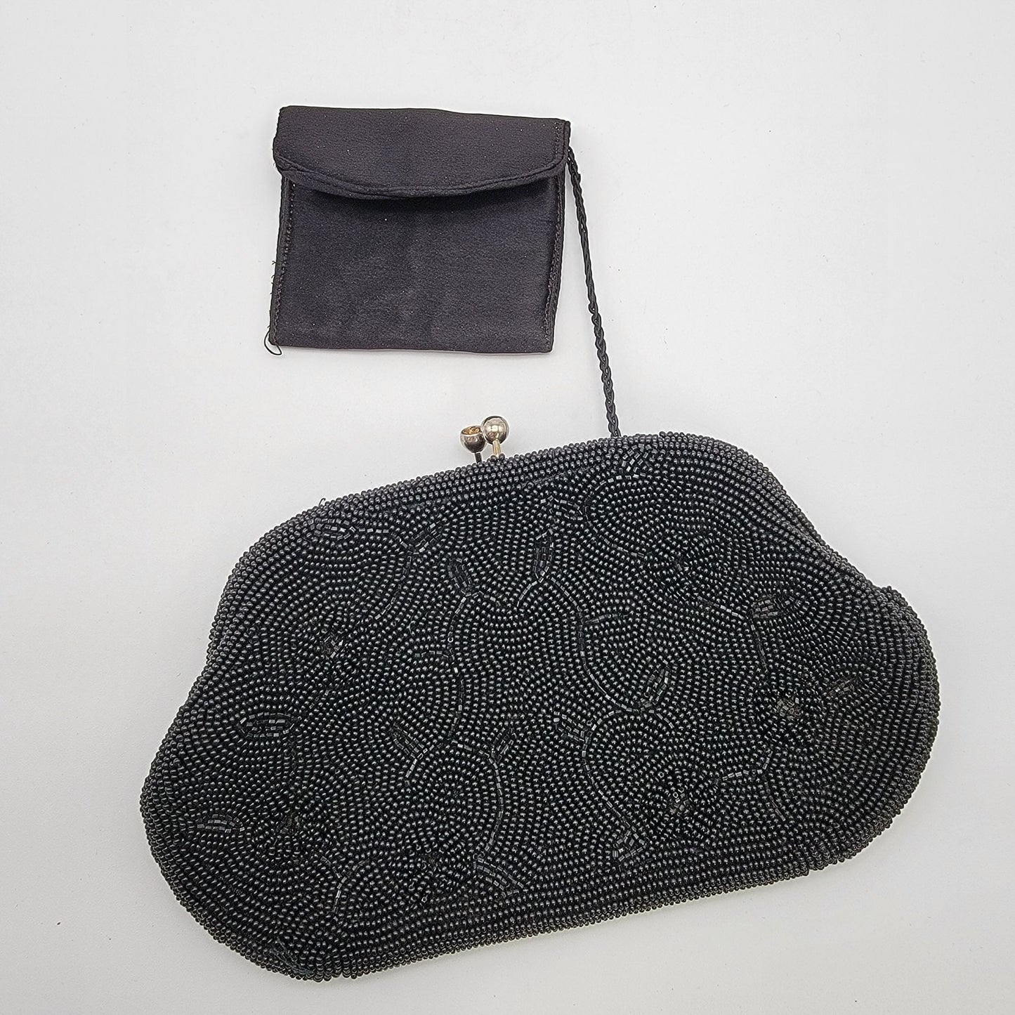 Vintage 1960s Richere Bags By Walborg Black Beaded Evening Clutch