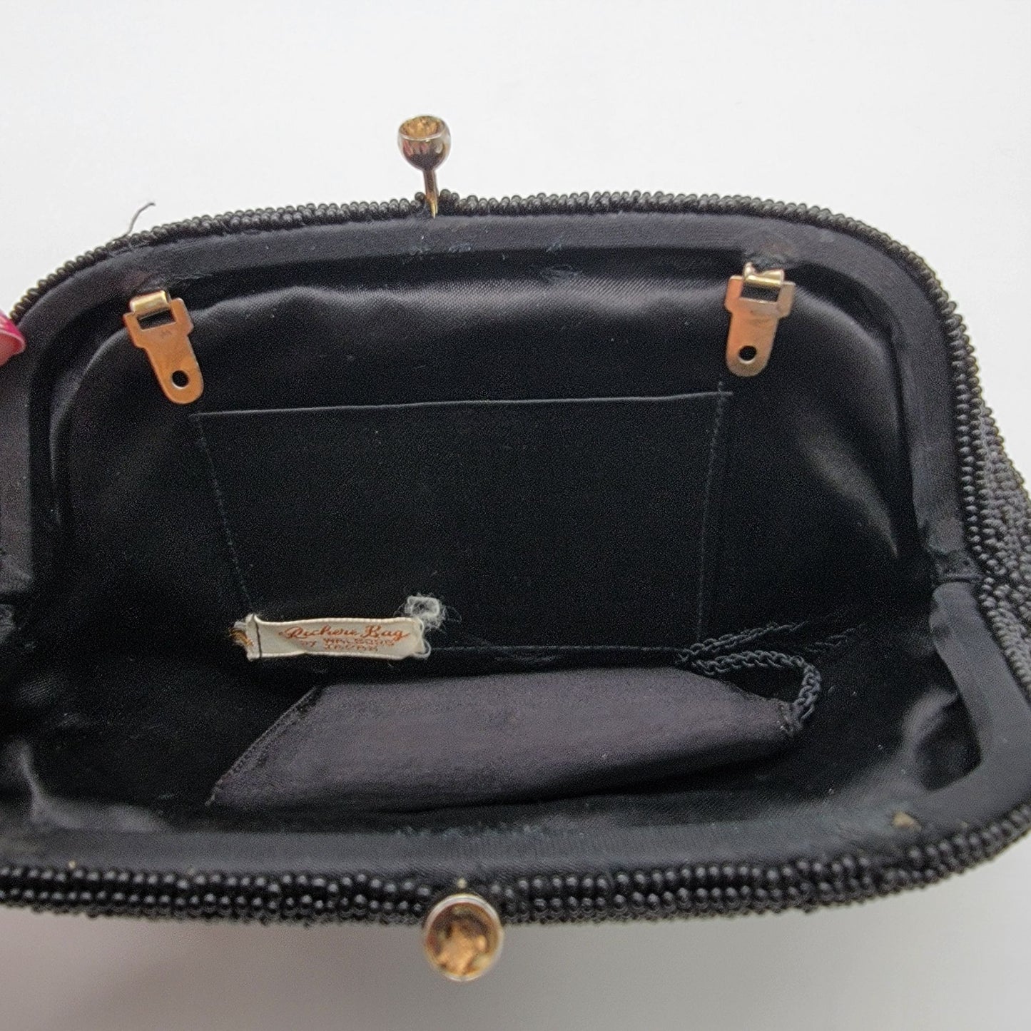 Vintage 1960s Richere Bags By Walborg Black Beaded Evening Clutch