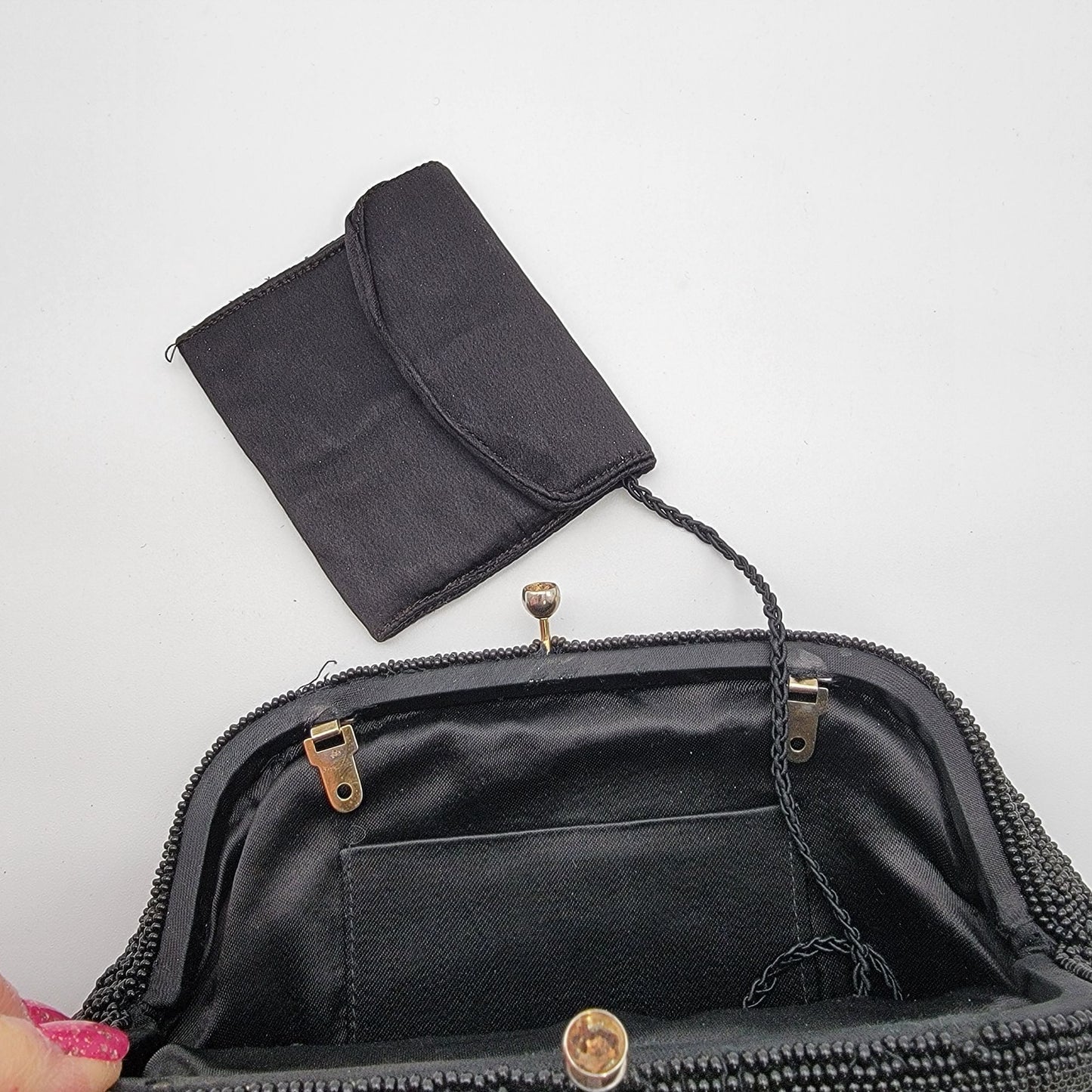 Vintage 1960s Richere Bags By Walborg Black Beaded Evening Clutch