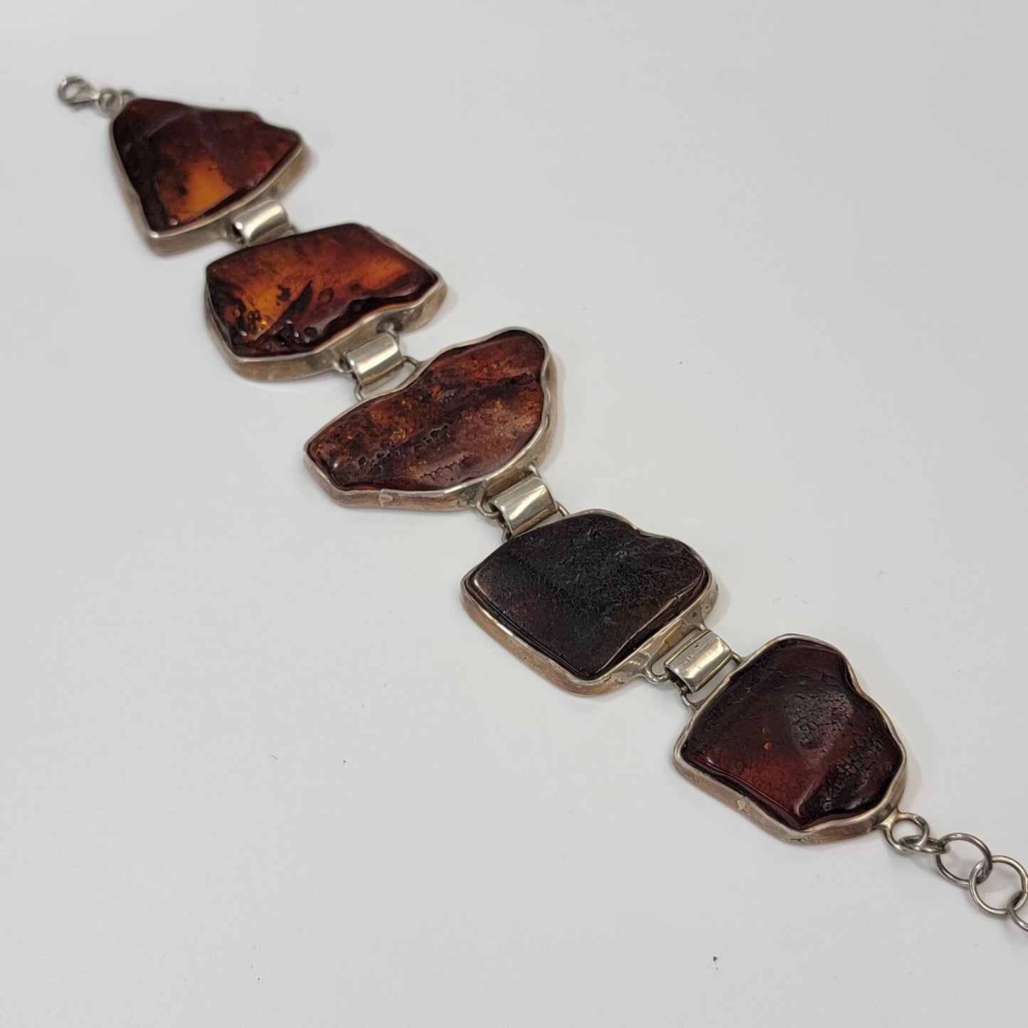 Natural Cognac Baltic Amber Panel Link Bracelet