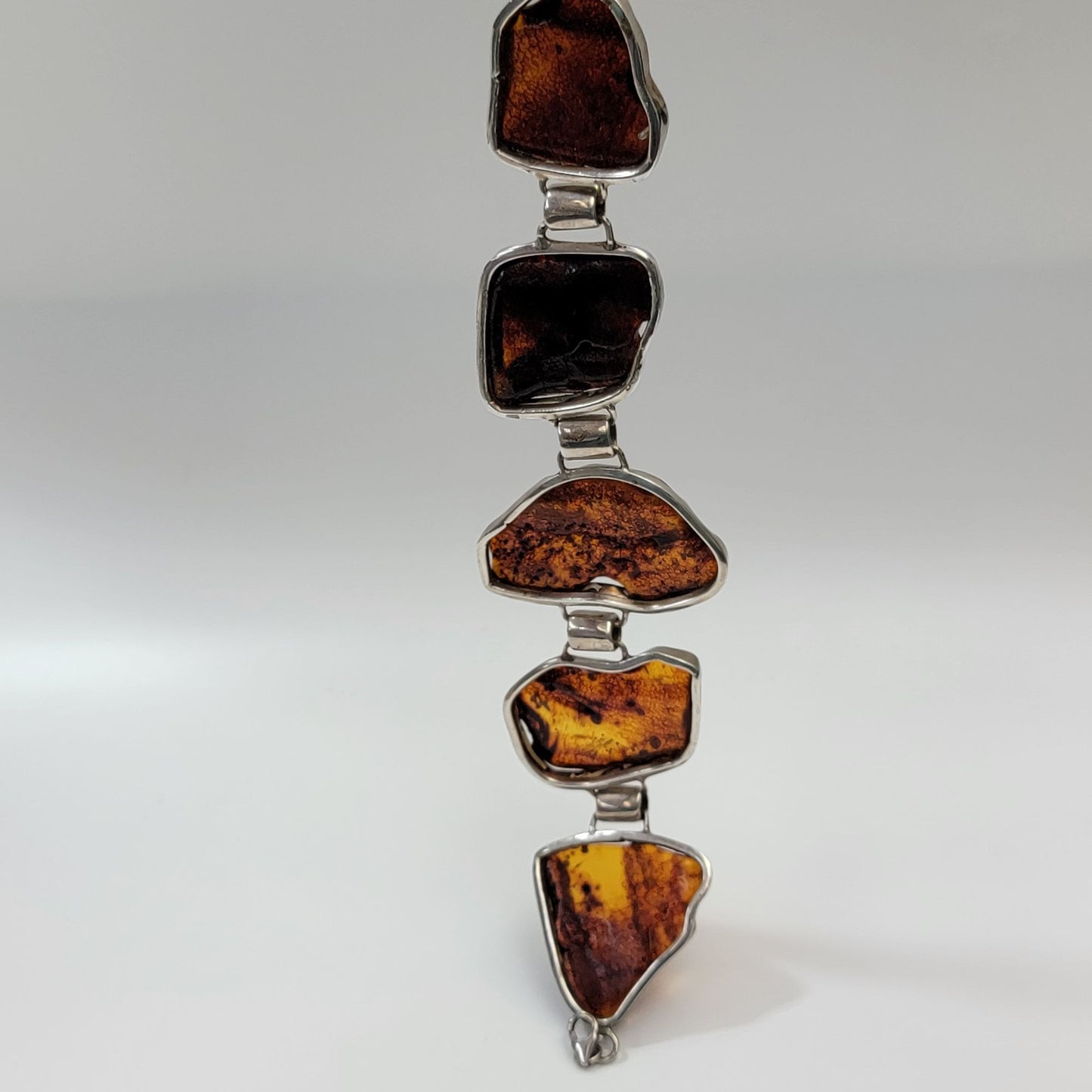 Natural Cognac Baltic Amber Panel Link Bracelet