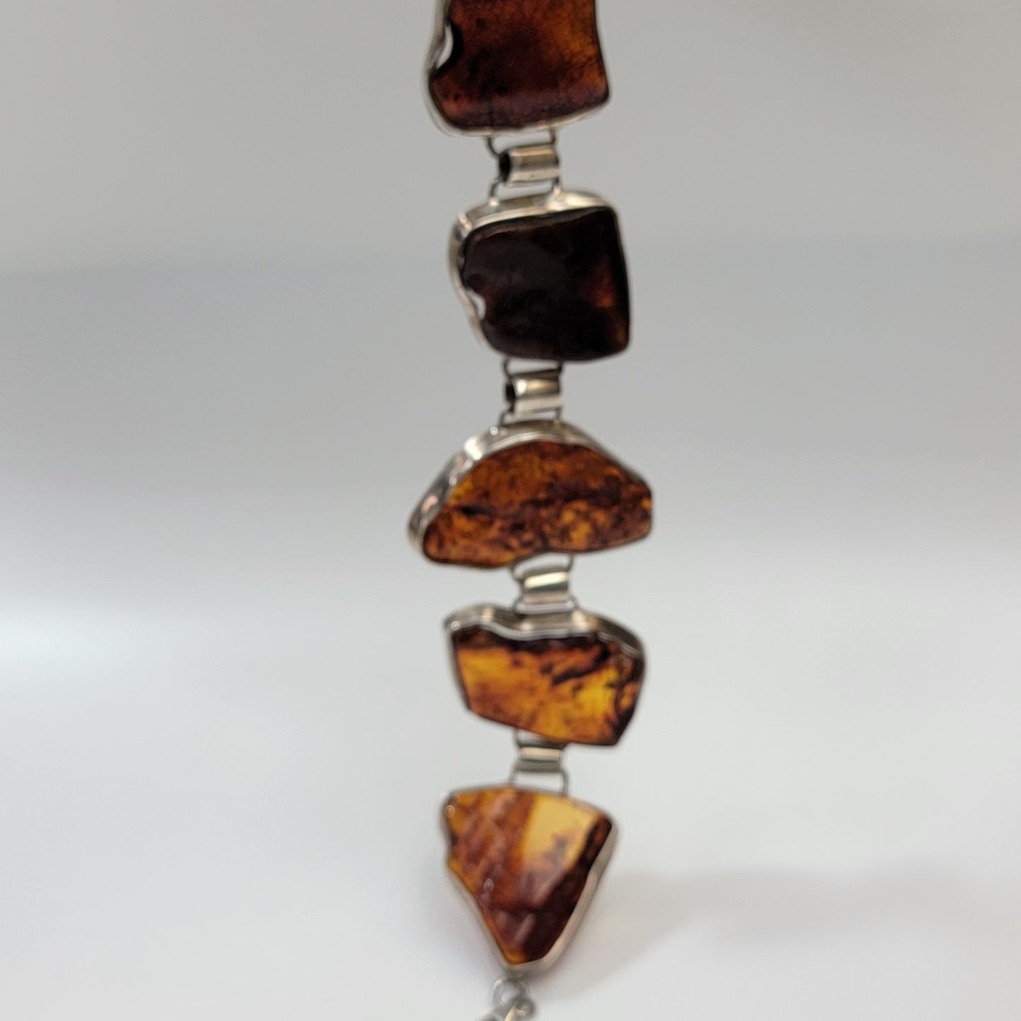 Natural Cognac Baltic Amber Panel Link Bracelet