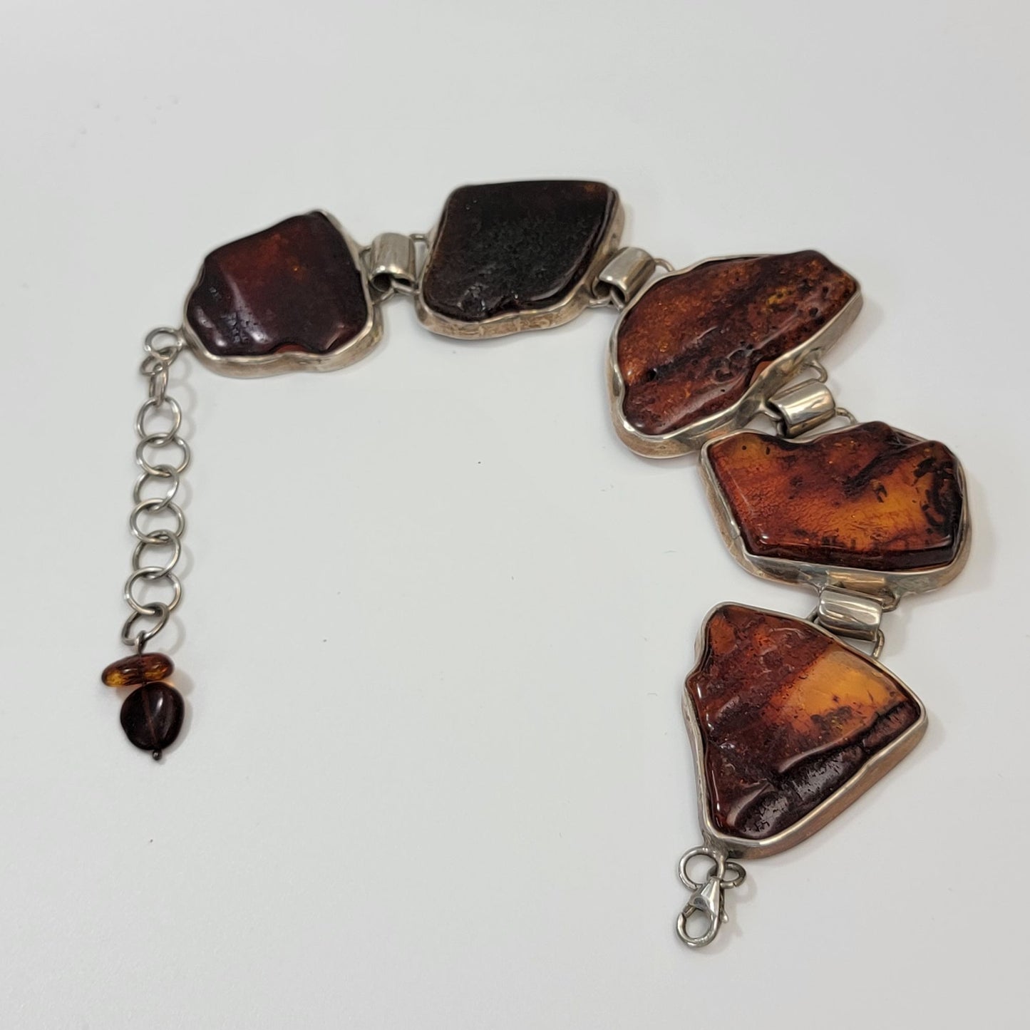 Natural Cognac Baltic Amber Panel Link Bracelet