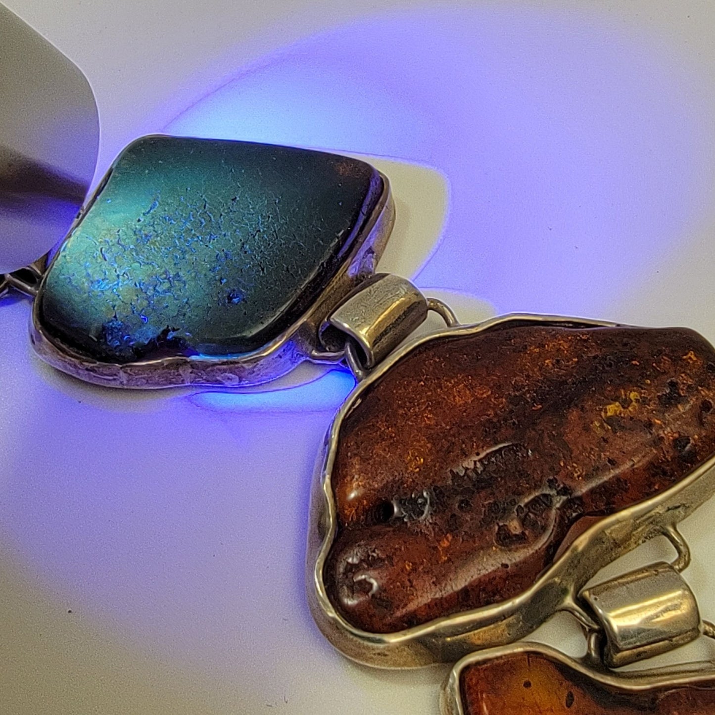 Natural Cognac Baltic Amber Panel Link Bracelet