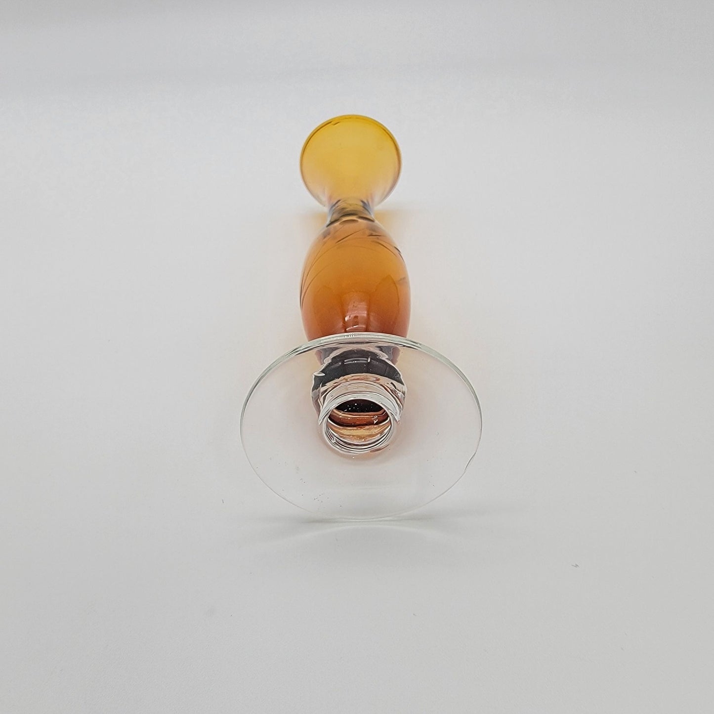 Vintage 1960s Bohemian Etched Amber Glass Bud Vase