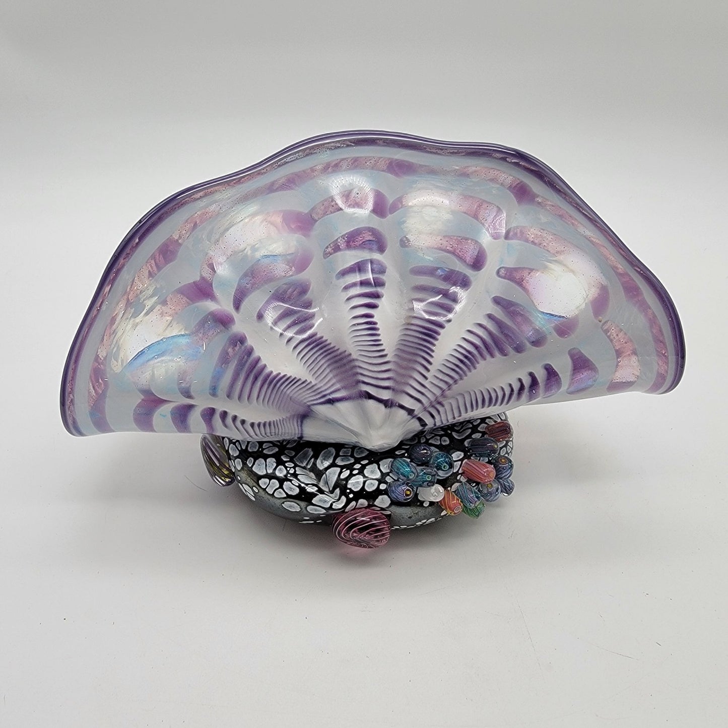 Mark Eckstrand Art Glass Clam Shell Sculpture Signed Dated 1996