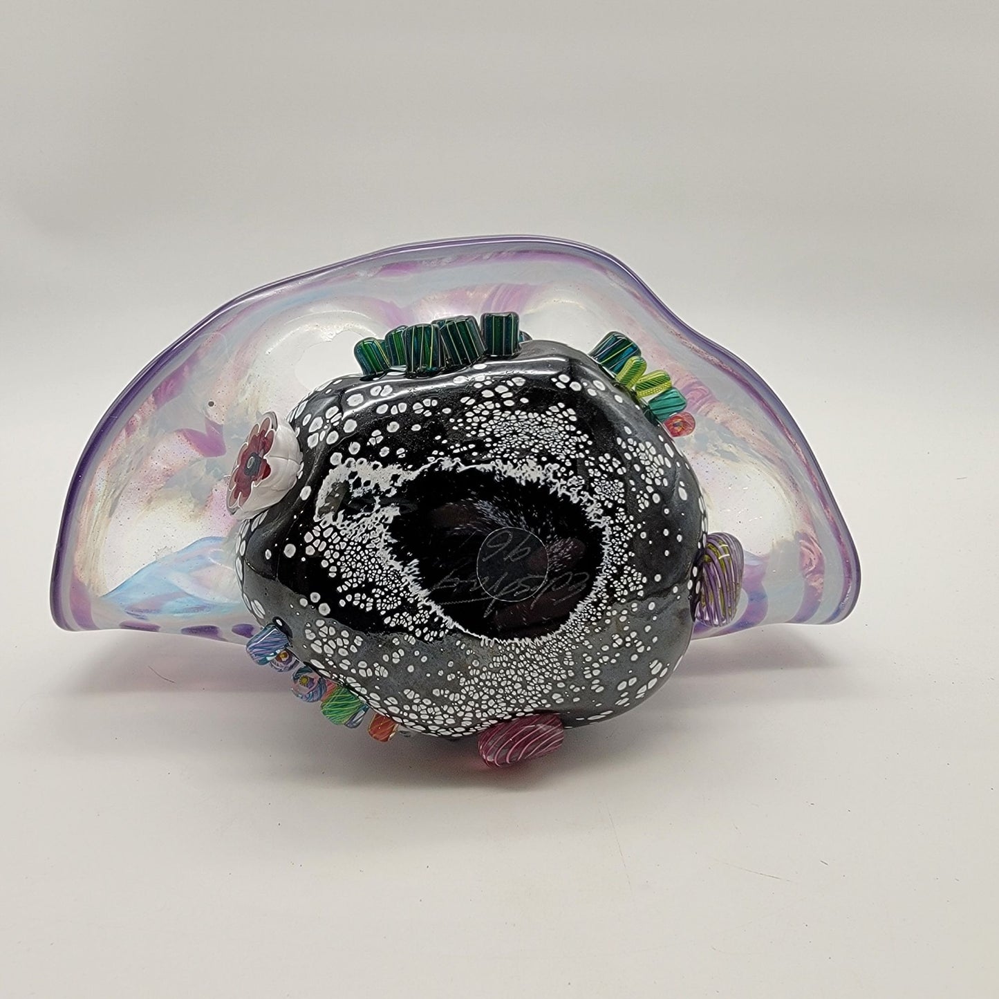 Mark Eckstrand Art Glass Clam Shell Sculpture Signed Dated 1996