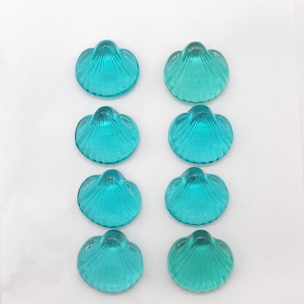 Vintage Ice Blue Glass Seashells Set Of 8