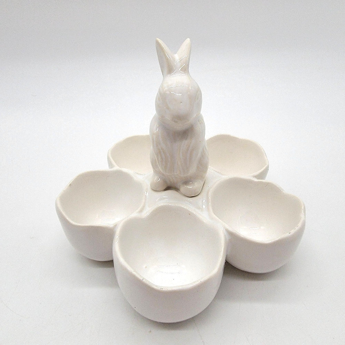 Vintage White Bunny Rabbit 5-Cup Egg Holder