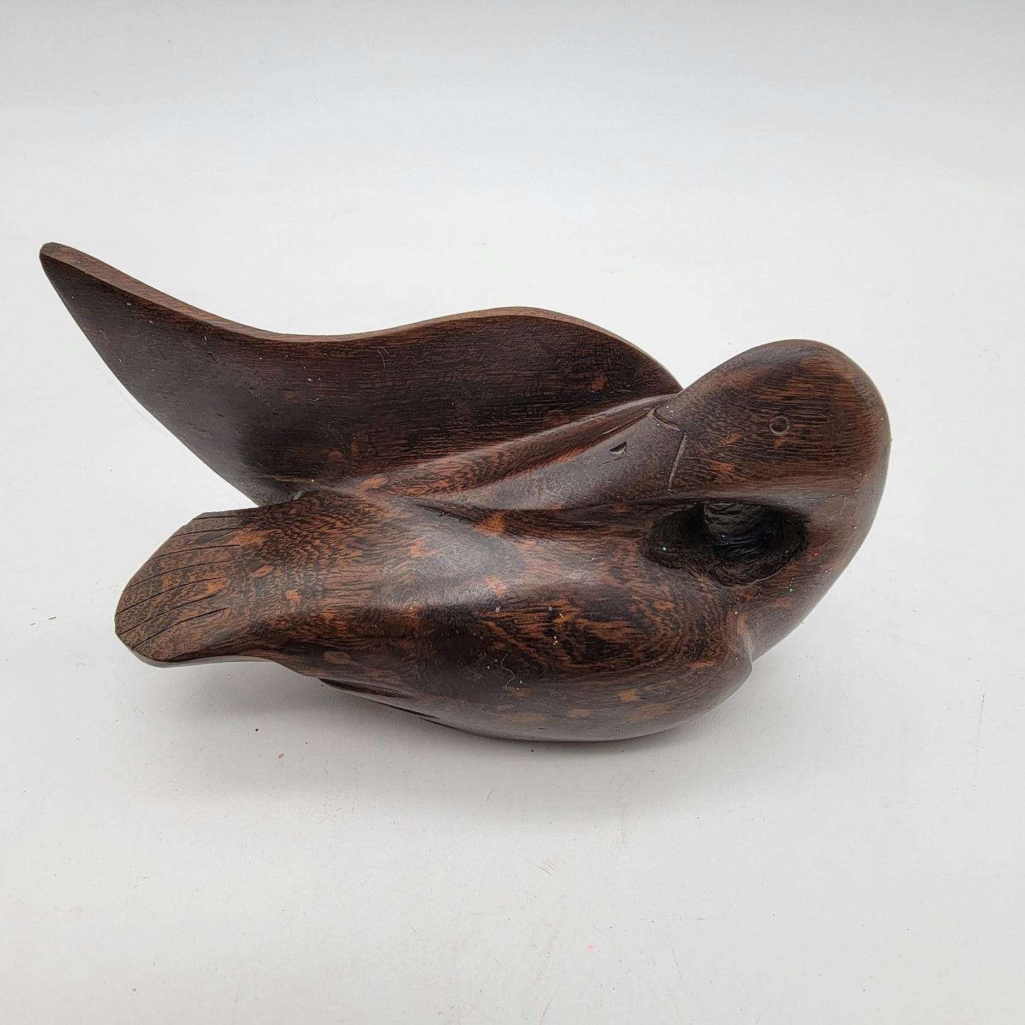 Mid-Century Carved Ironwood Wood Duck Sculpture
