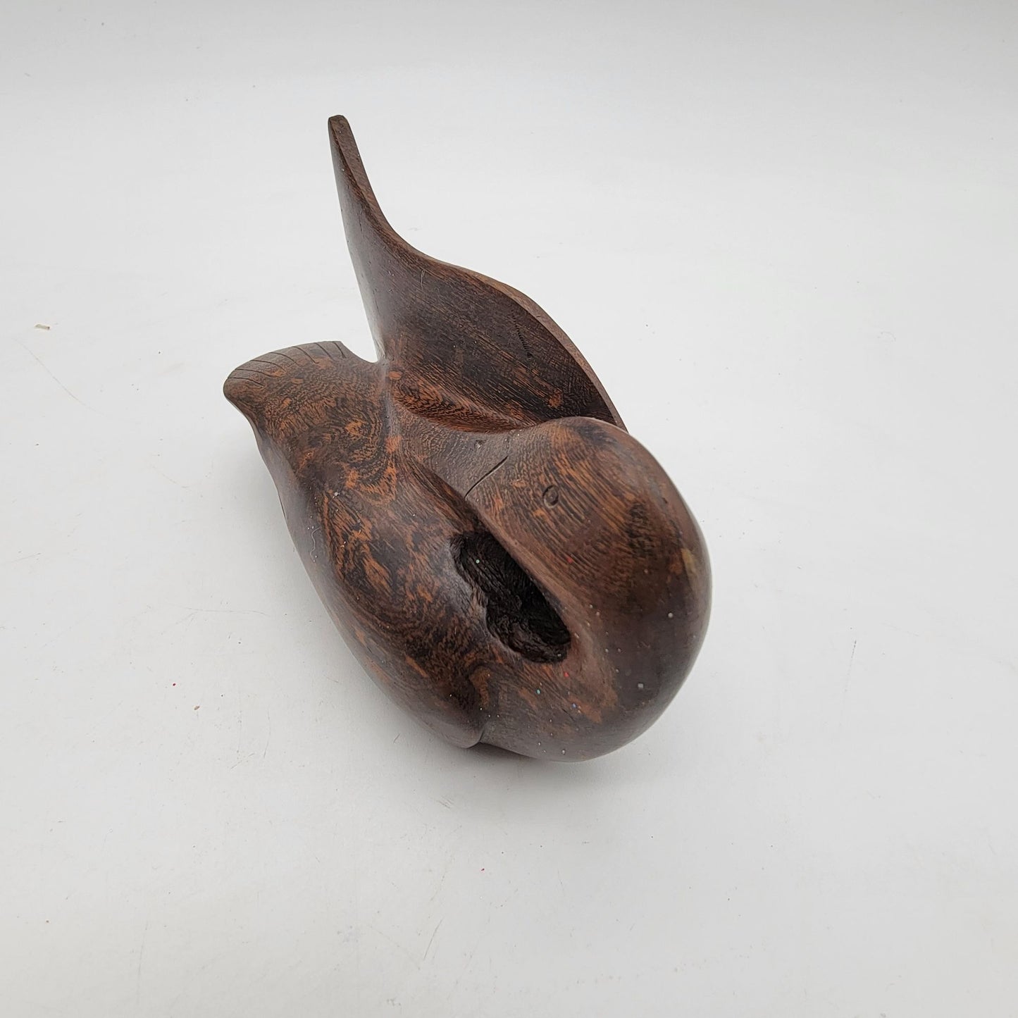Mid-Century Carved Ironwood Wood Duck Sculpture