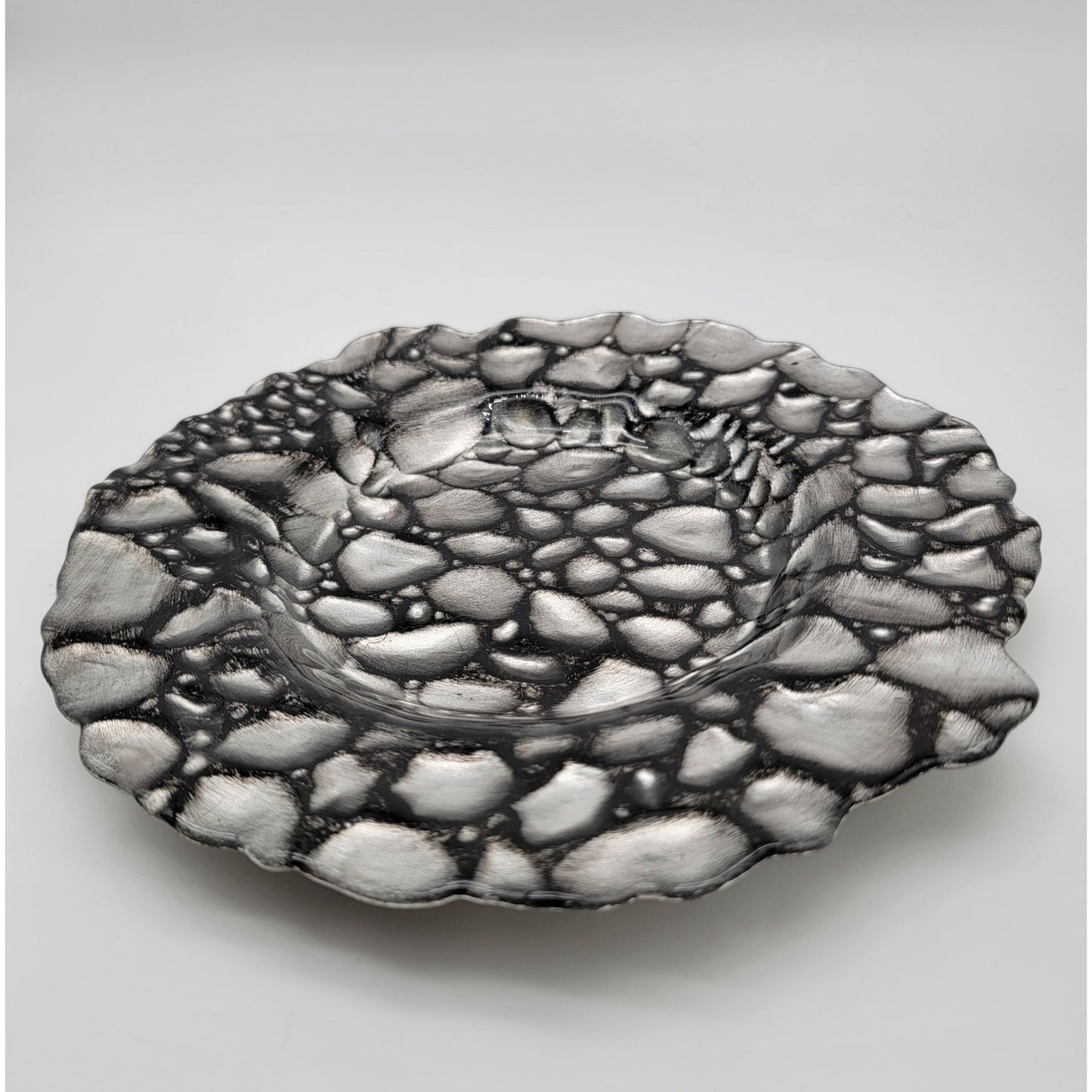 Arda Glass Turkish Glass Plate With Pebble Design