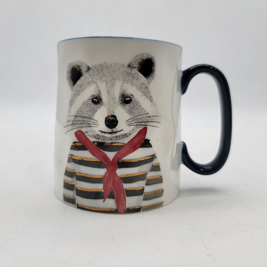 Raccoon-Themed Ceramic Mug With Navy Handle By Signature Housewares
