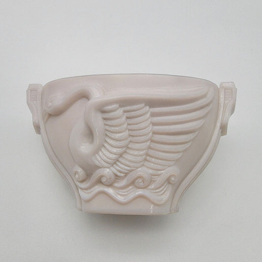 1930's MacBeth-Evans Swan Relief Monax Milk Glass Dish UV Reactive