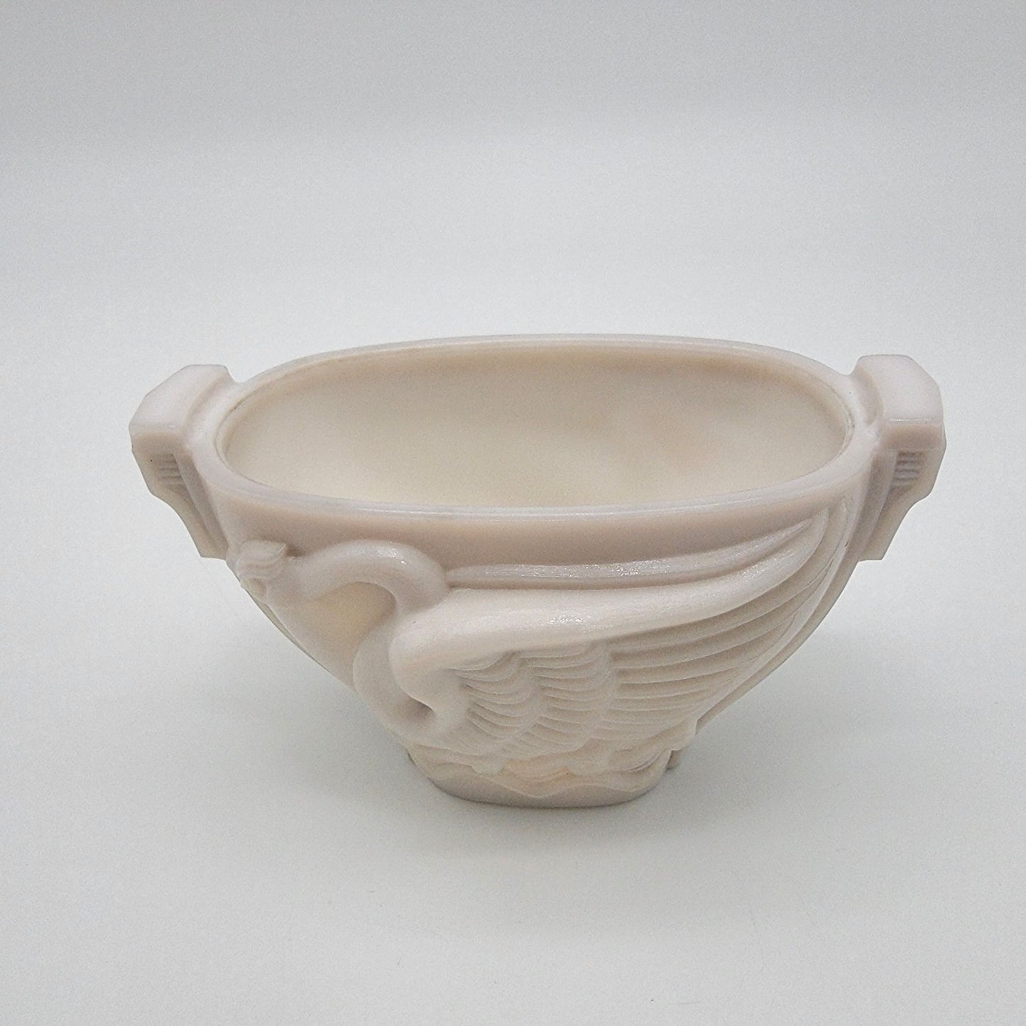 1930's MacBeth-Evans Swan Relief Monax Milk Glass Dish UV Reactive