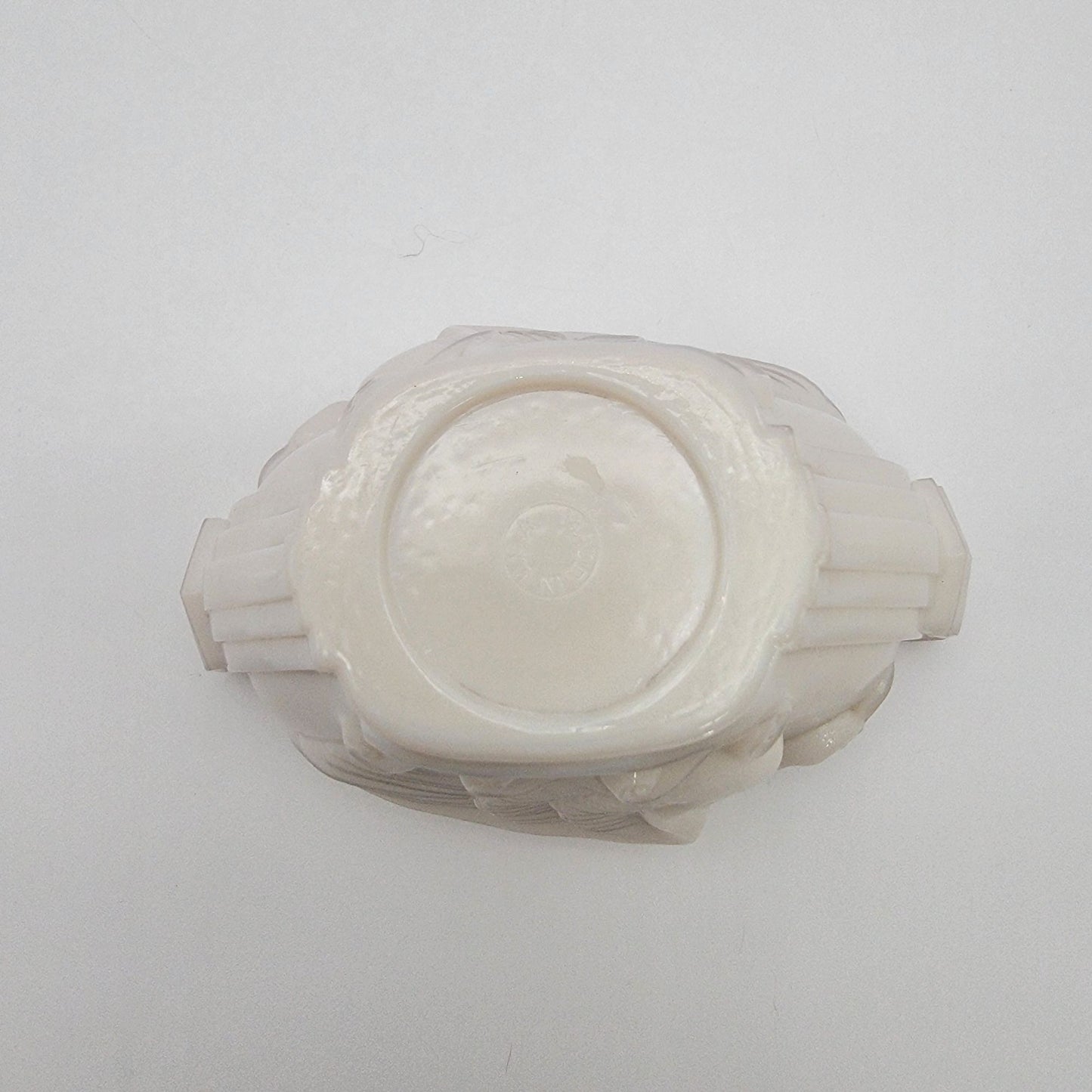 1930's MacBeth-Evans Swan Relief Monax Milk Glass Dish UV Reactive