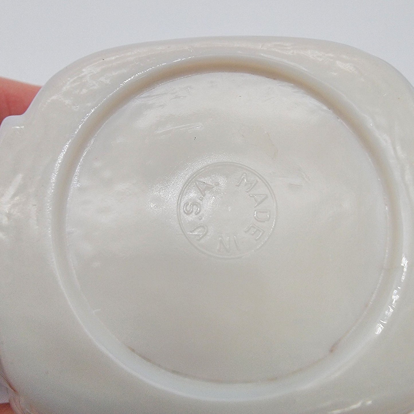 1930's MacBeth-Evans Swan Relief Monax Milk Glass Dish UV Reactive