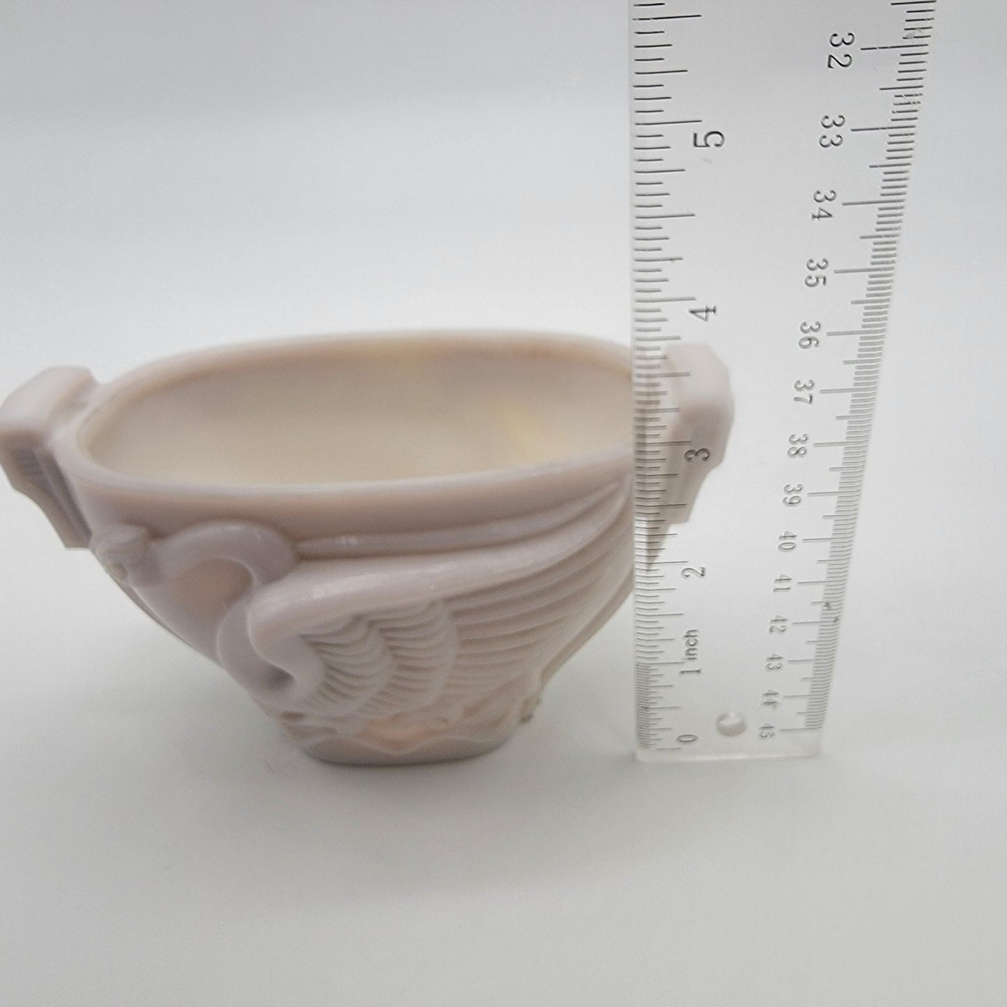 1930's MacBeth-Evans Swan Relief Monax Milk Glass Dish UV Reactive