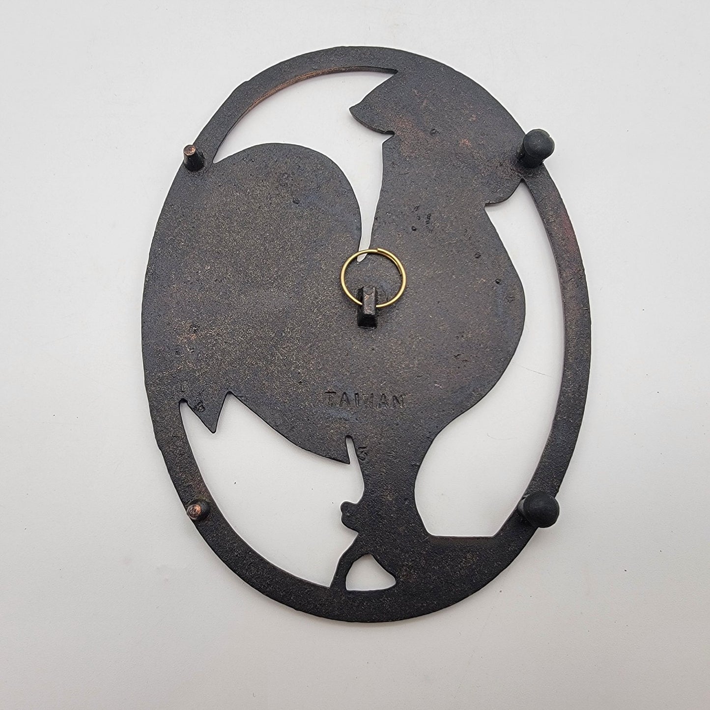 Vintage Copper-Tone Cast Iron Rooster Trivet