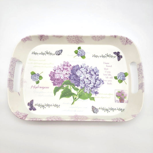 Vintage Hydrangeas Butterfly Melamine Serving Tray
