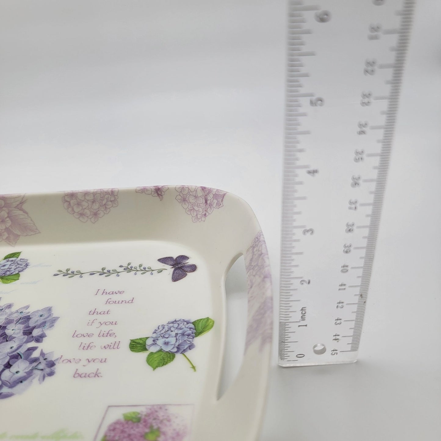 Vintage Hydrangeas Butterfly Melamine Serving Tray