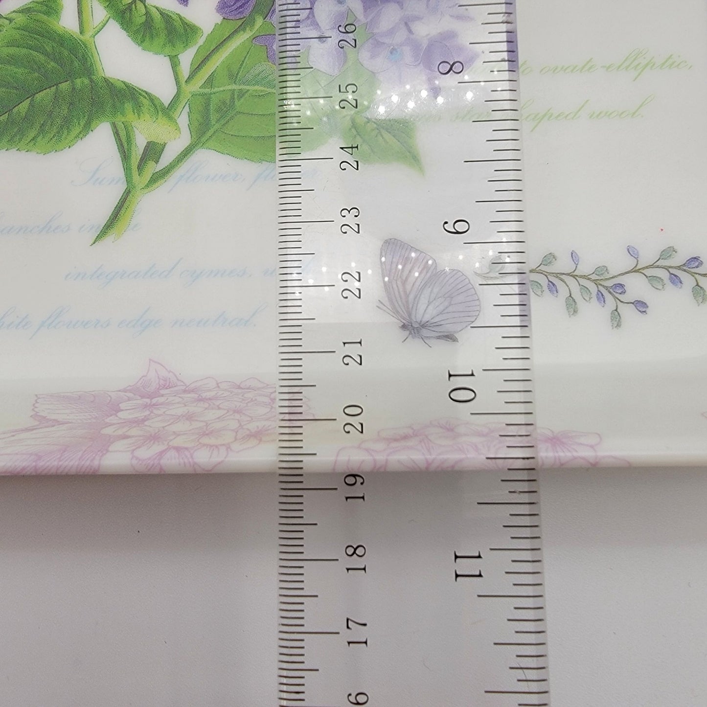 Vintage Hydrangeas Butterfly Melamine Serving Tray