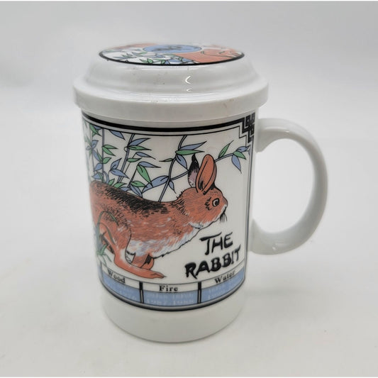 Chinese Zodiac Rabbit Mug With Lid and Strainer