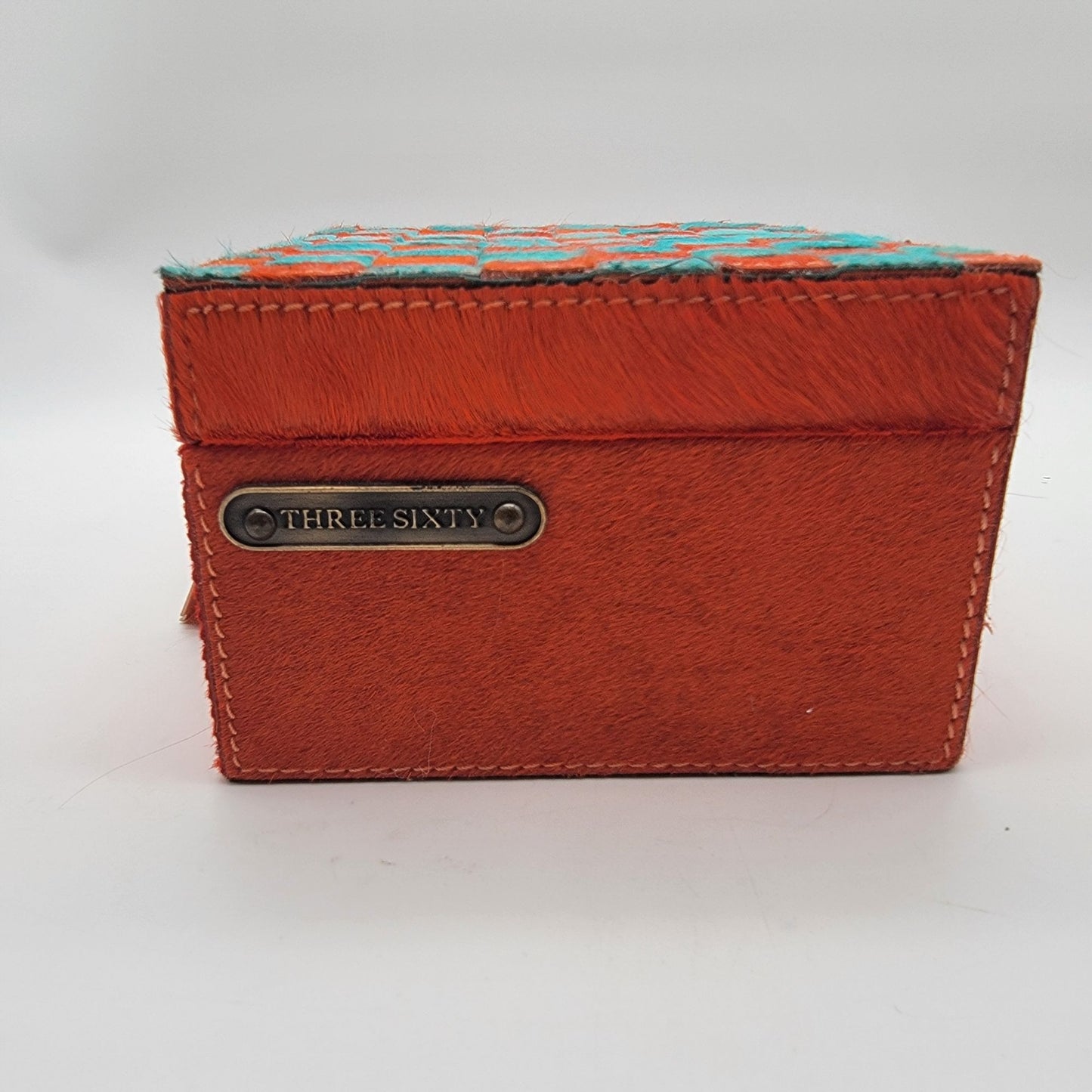 Three Sixty Orange & Blue Checkered Steer Hide Box