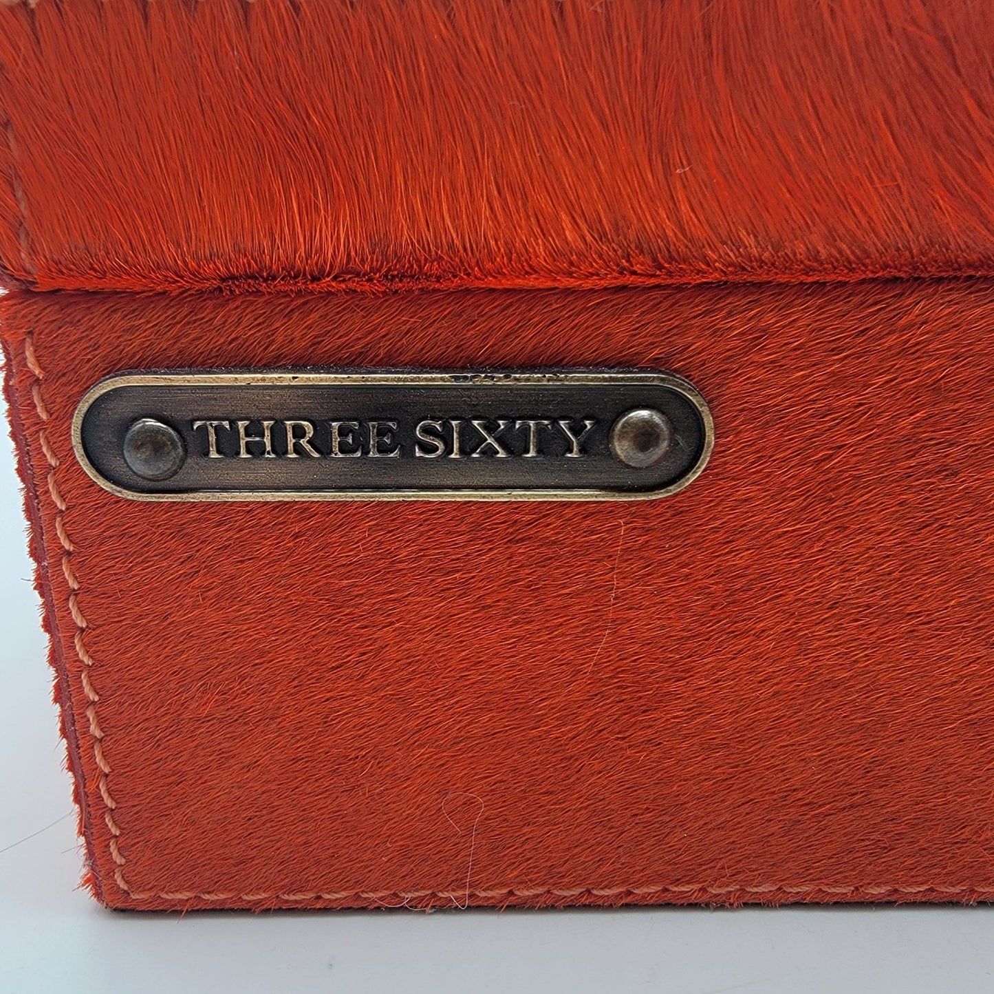 Three Sixty Orange & Blue Checkered Steer Hide Box
