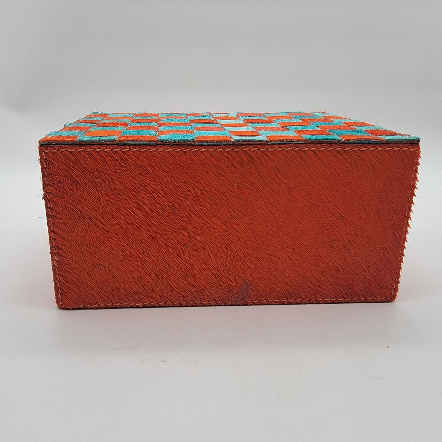Three Sixty Orange & Blue Checkered Steer Hide Box