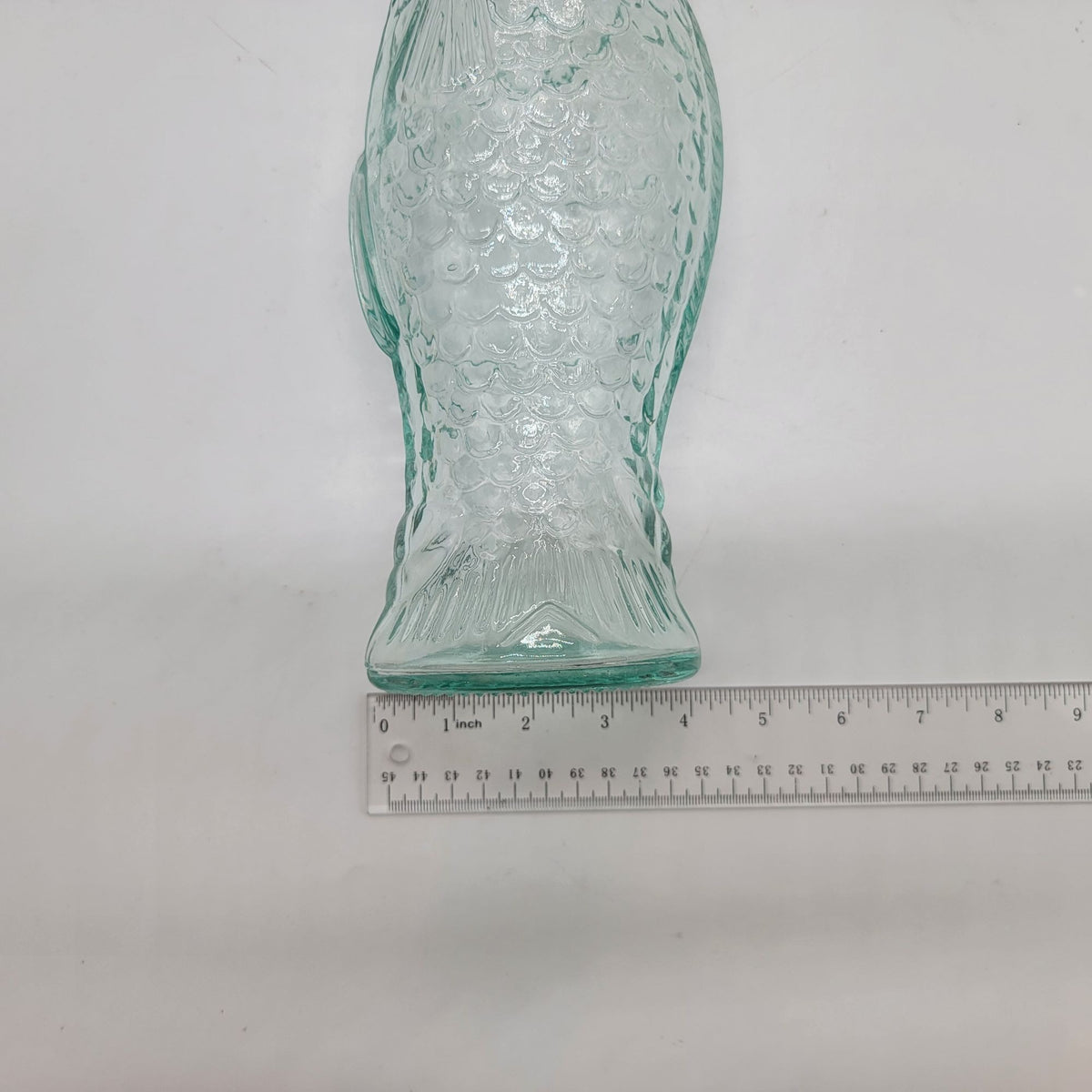1970s Vintage Blue Glass Fish Bottle