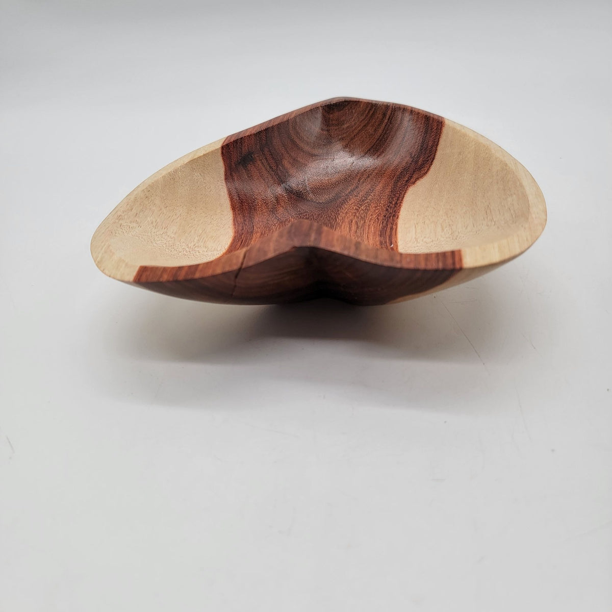 Wabi Sabi Two-Tone Granadillo Wood Heart Trinket Dish Signed As Found