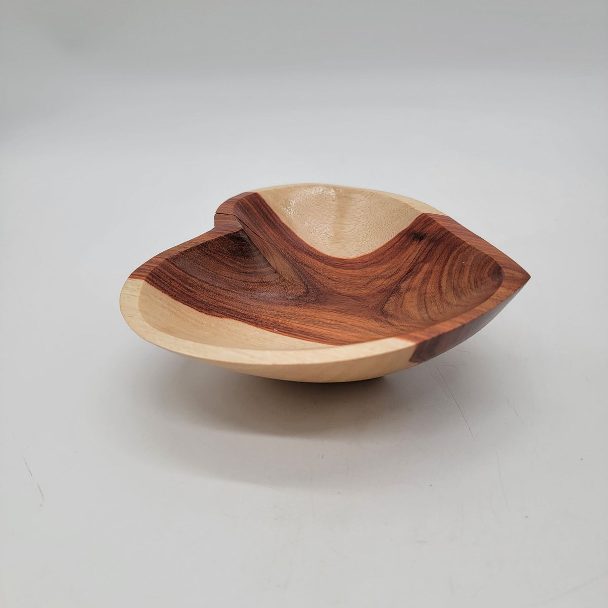 Wabi Sabi Two-Tone Granadillo Wood Heart Trinket Dish Signed As Found