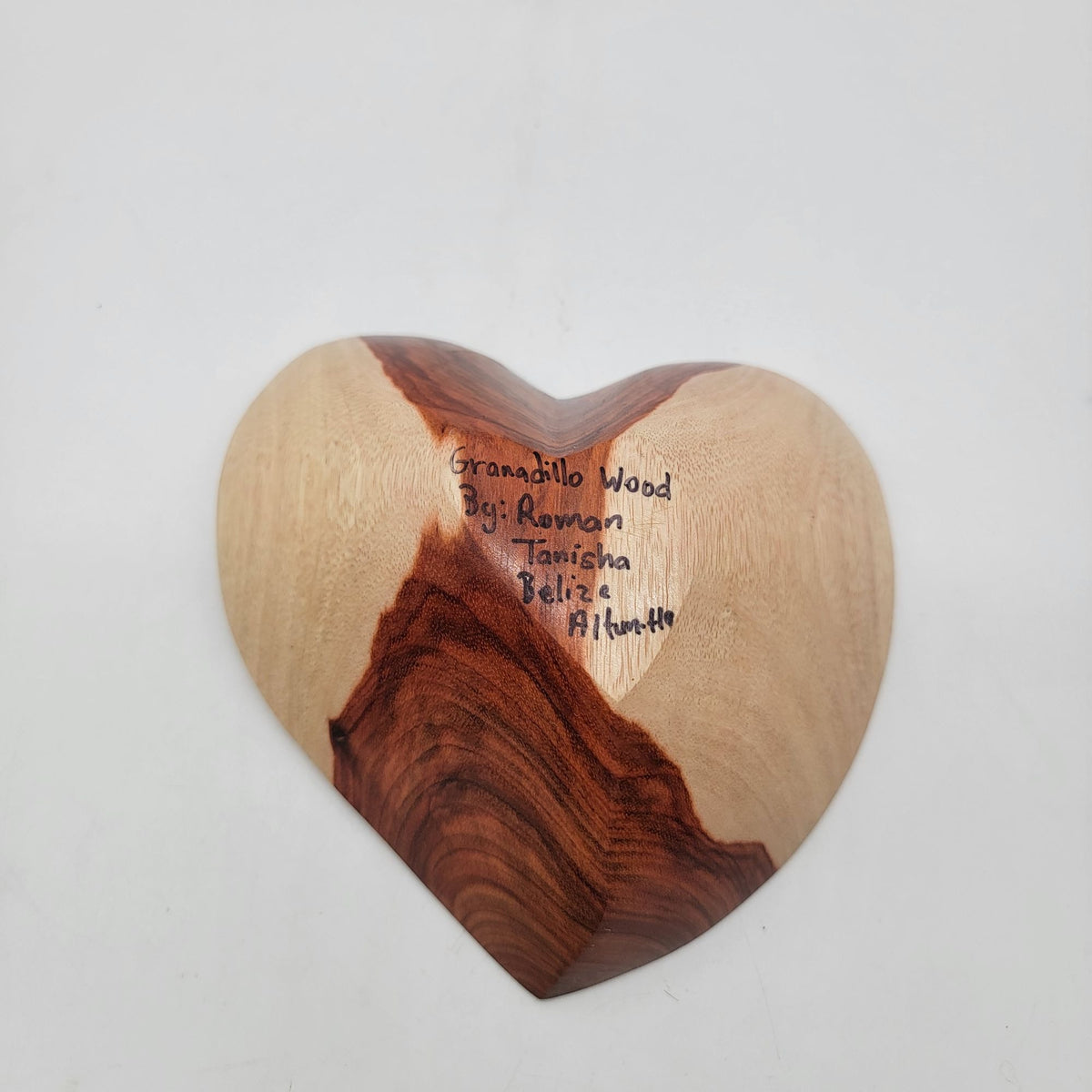 Wabi Sabi Two-Tone Granadillo Wood Heart Trinket Dish Signed As Found